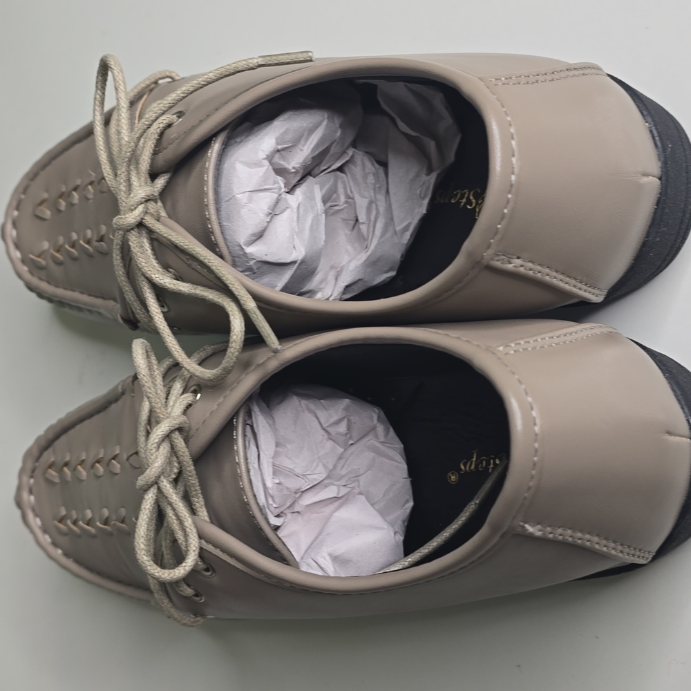 Women's Angel Steps Dasher Lace -Up Shoes 8 Taupe - Picture 6 of 13